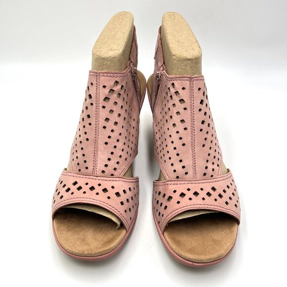 9.5W 9.5 WIDE WIDTH Cobb Hill Womens Janna Pink Leather Wedges Sandals Shoes - Picture 2 of 15